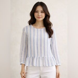 Aerie Blue and White Striped Top